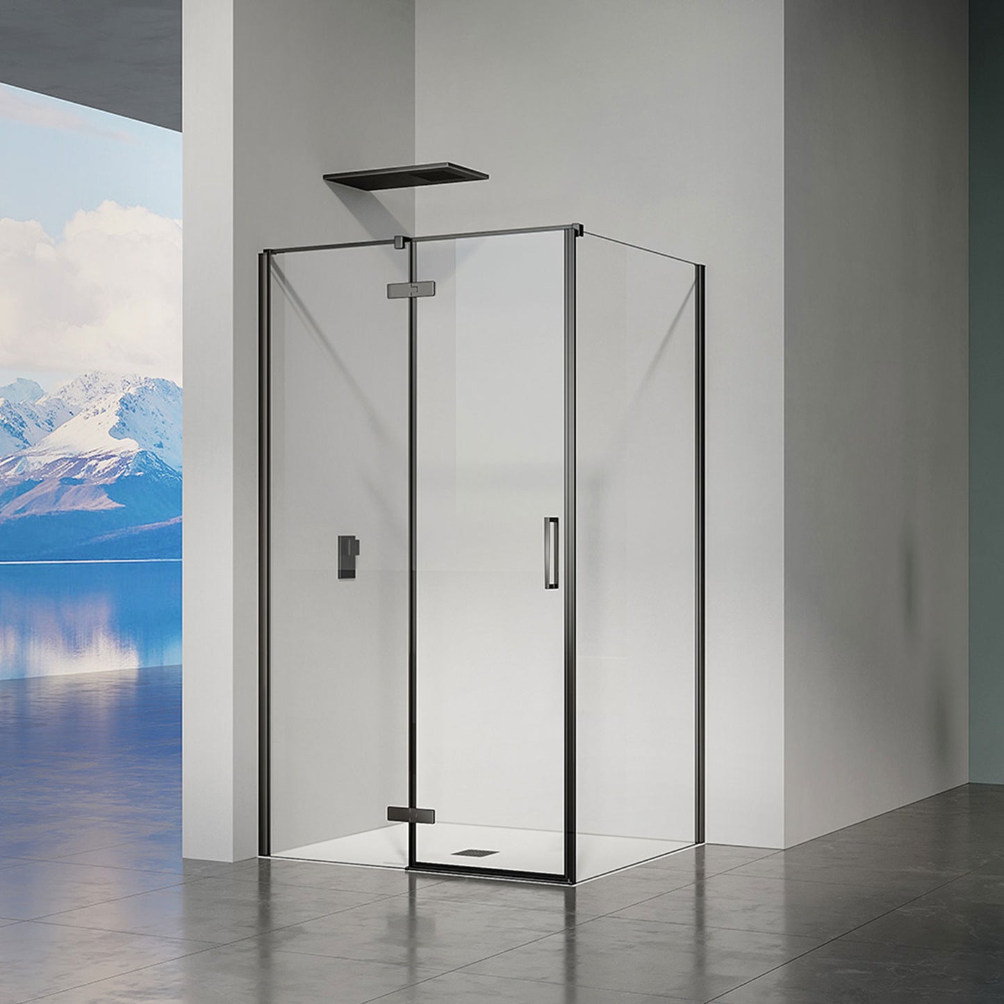 Cabine de douche à charnières avec porte et paroi latérale