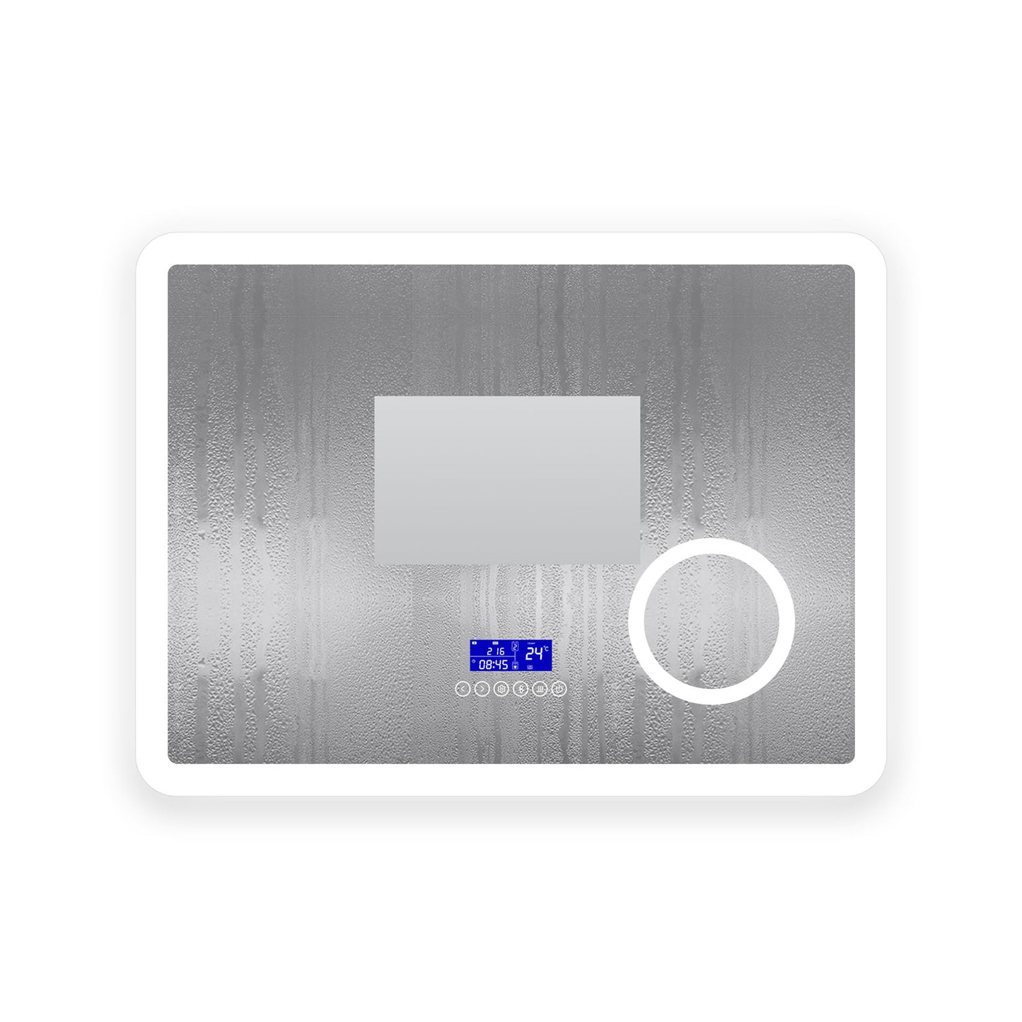 Miroir intelligent pour salle de bain avec surface anti-buée et zone grossissante