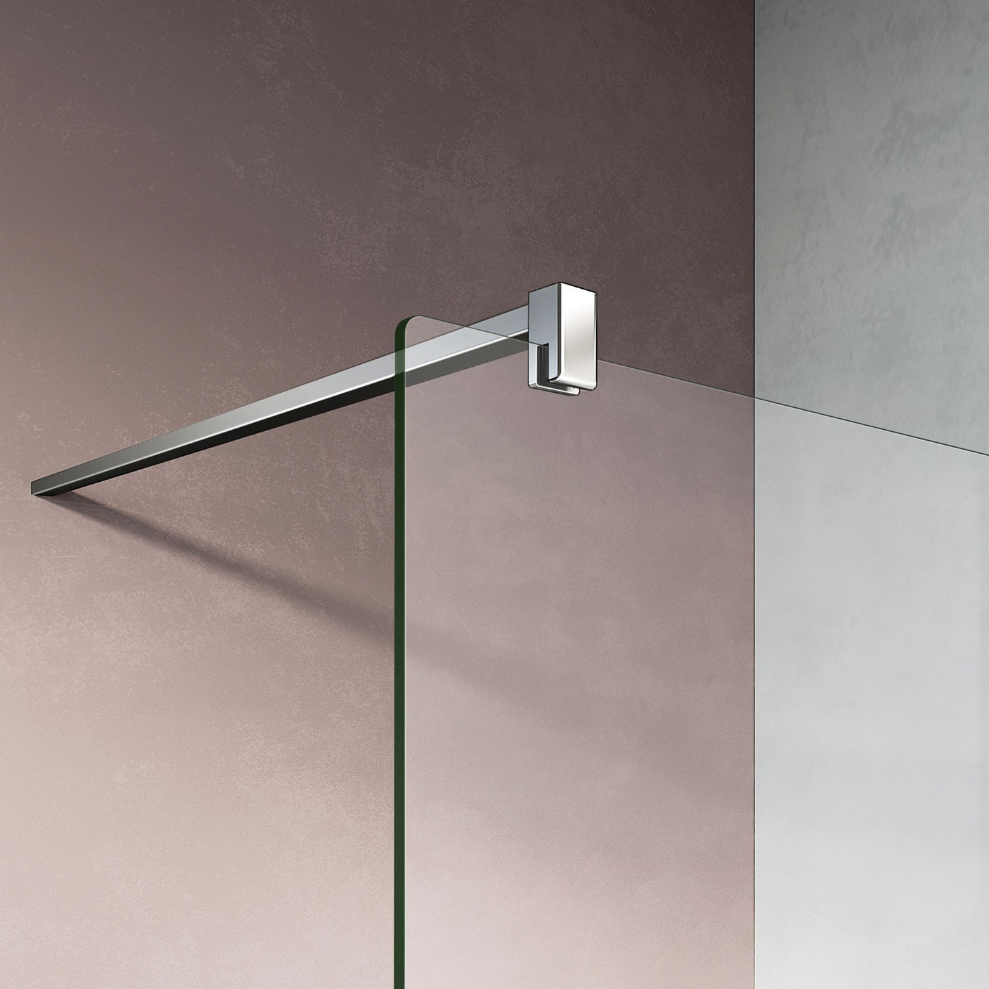 Paroi de douche en verre central dépoli avec barre de fixation 140cm chromé