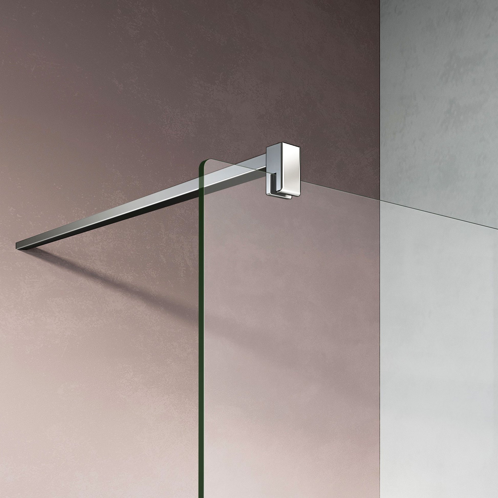 Paroi de douche en verre central dépoli avec barre de fixation 140cm chromé