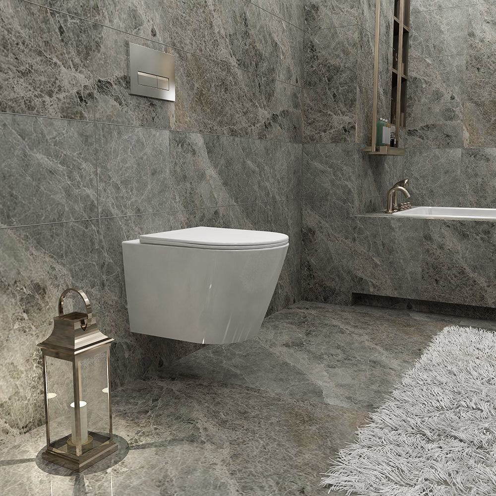 WC arrondie à suspendre avec abattant ultra fin à fermeture SOFT CLOSE
