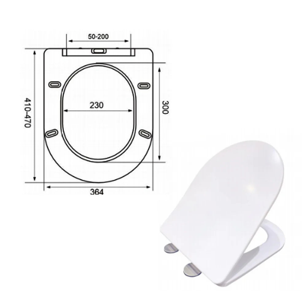 WC suspendue avec abattant SOFT CLOSE en céramique blanc sans bride Rimless