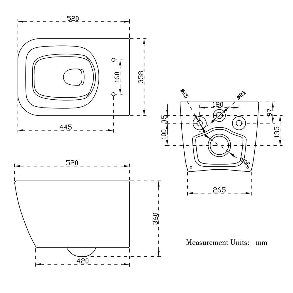 WC forme carrée à suspendre sans bride avec abattant ultra fin à fermeture SOFT CLOSE