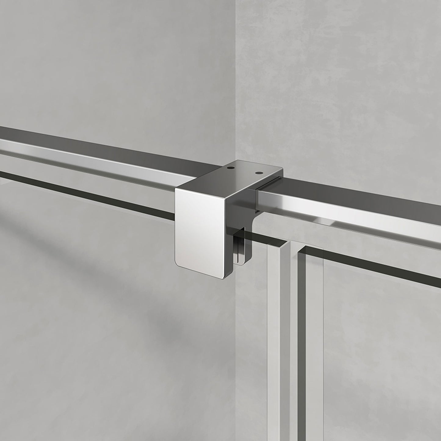 Fixation à vitre en chromé pour cabine de douche avec porte à charnières