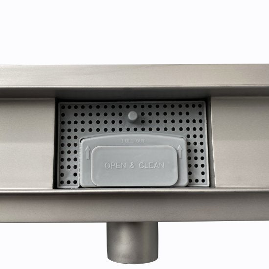 Caniveau de Douche Italienne INOX 40cm à 150cm à carreler avec grille en inox