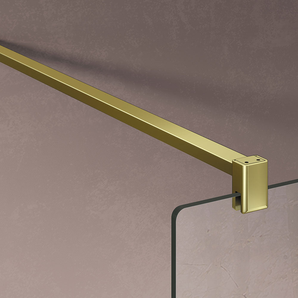 grandverre Paroi de douche en verre securit 8 mm transparent barre de fixation et profilé mural aluminium golden doré