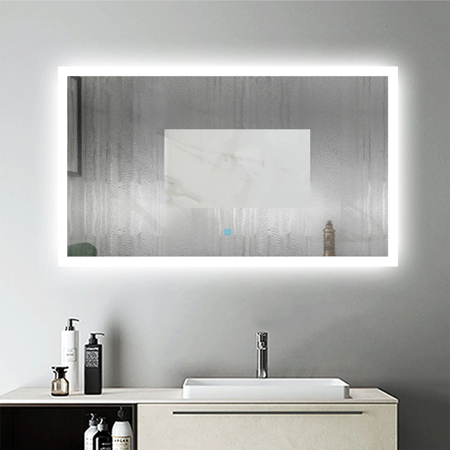 Miroir Anti-buée avec éclairage LED intégré avec pose verticale ou horizontale