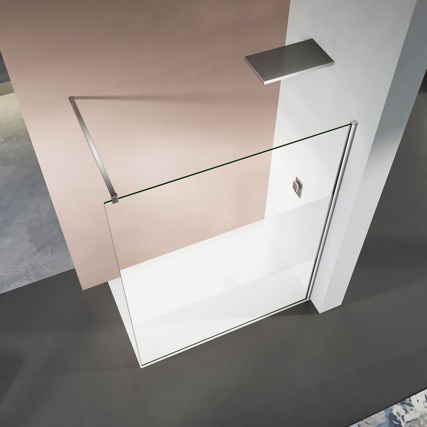 Paroi de douche verre central dépoli avec barre de fixation 140cm