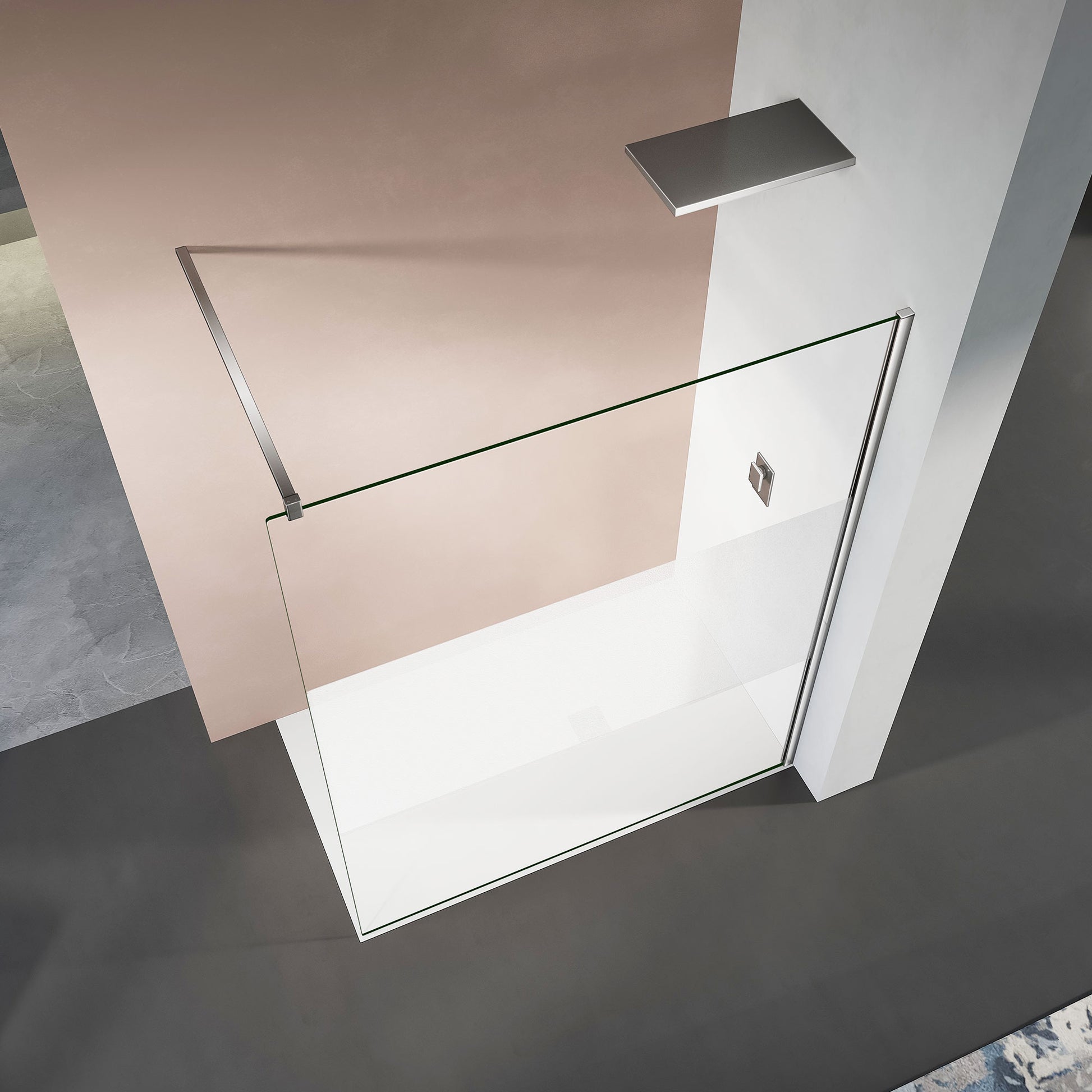 Paroi de douche verre central dépoli avec barre de fixation 140cm