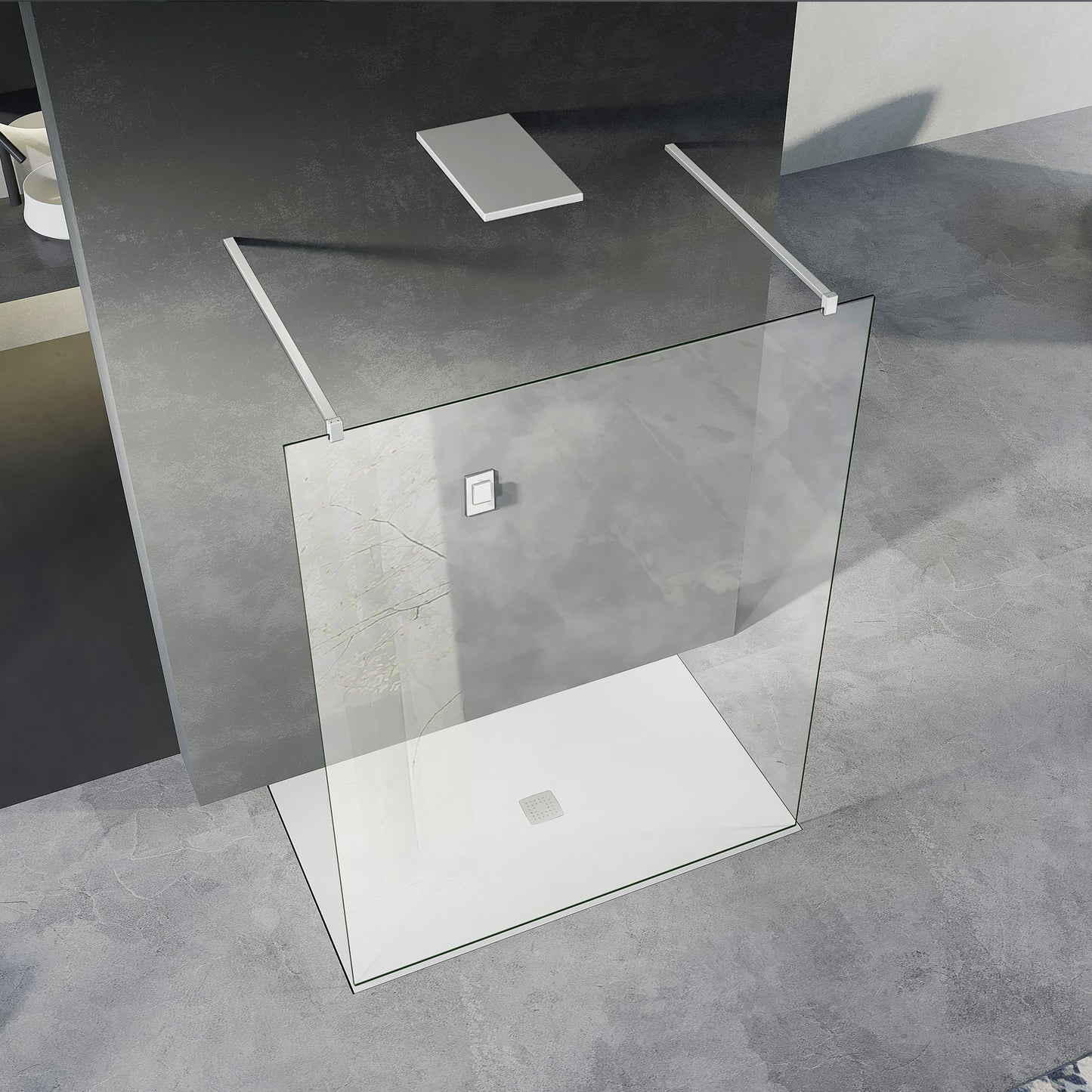 paroi de douche verre securit double accès accessoires blanc mat