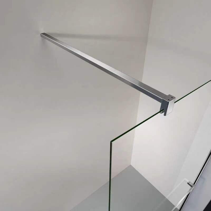 walkin en verre 8mm avec porte-serviette et barre de stabilisation chromés
