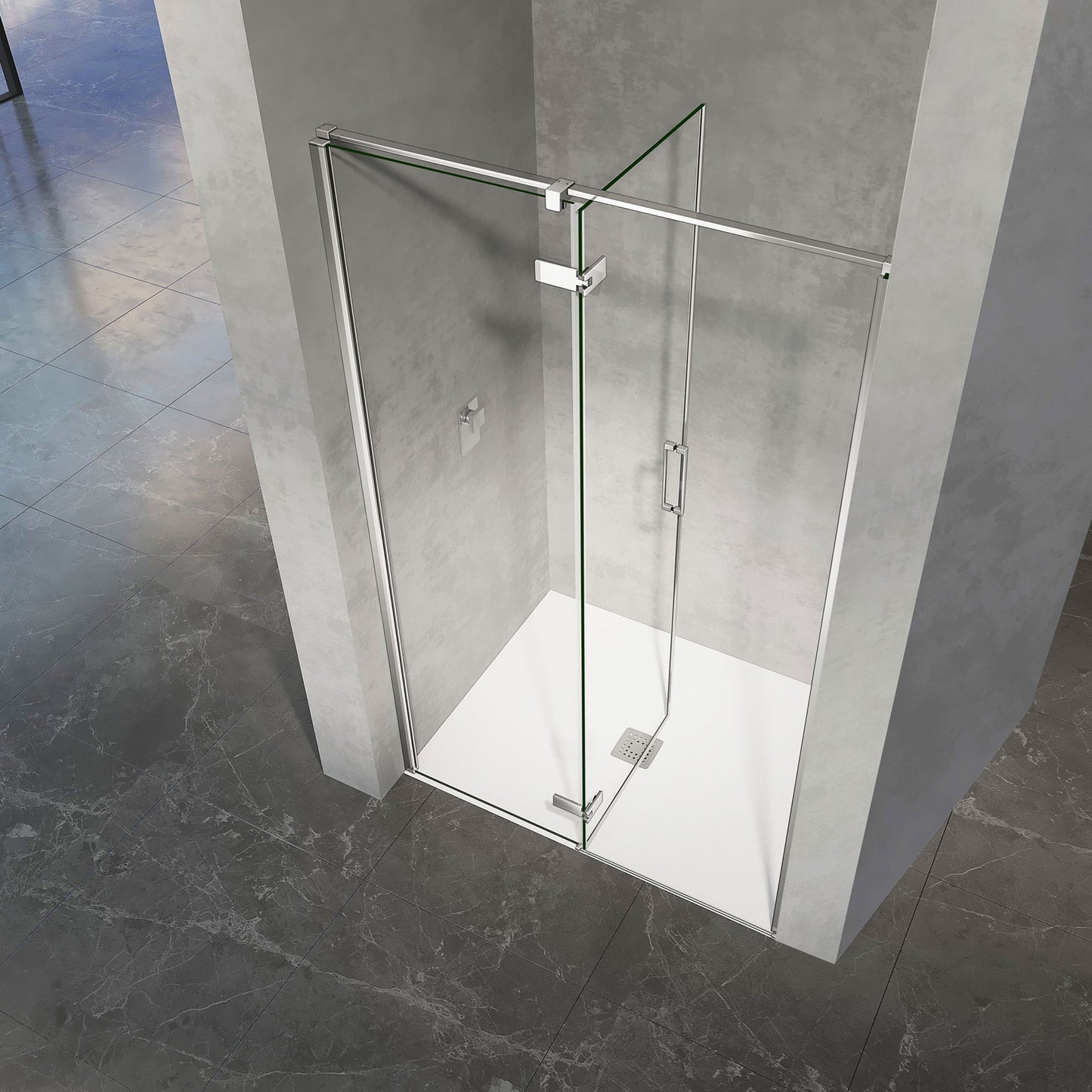 Porte de douche à charnières ouverture vers la gauche intérieure ou extérieure