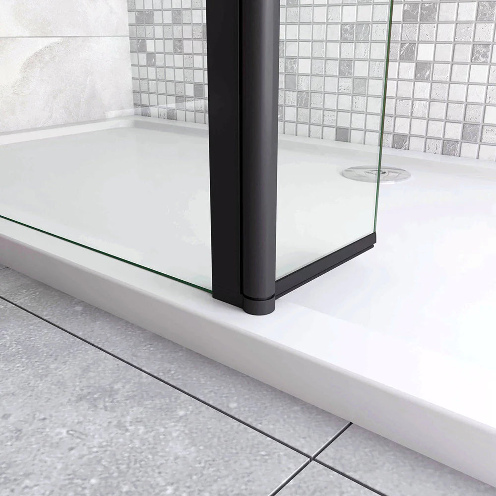 Retour transparent pour paroi de douche sérigraphiée avec volet pivotant