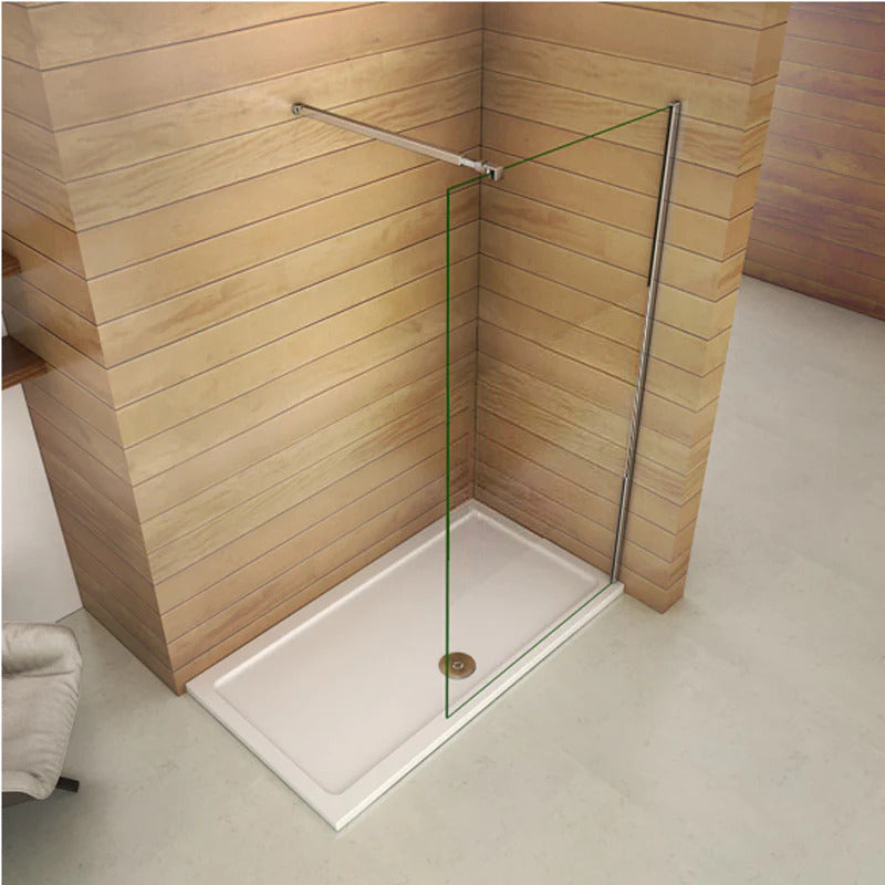 Paroi de douche en verre clair anticalcaire des deux faces avec accessoires chromés