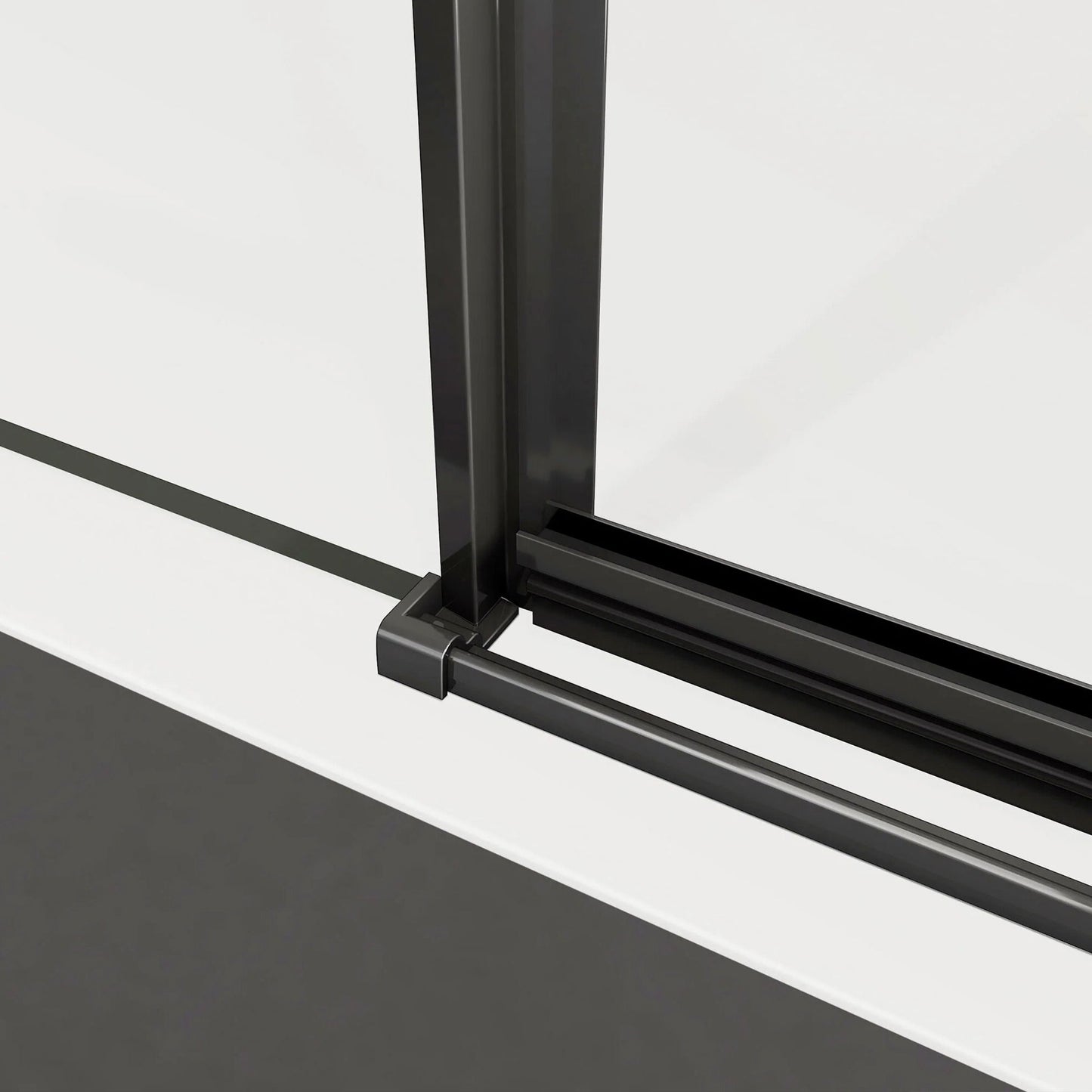 Système d'étahcnéité pour porte de douche à pivot en alu noir mat