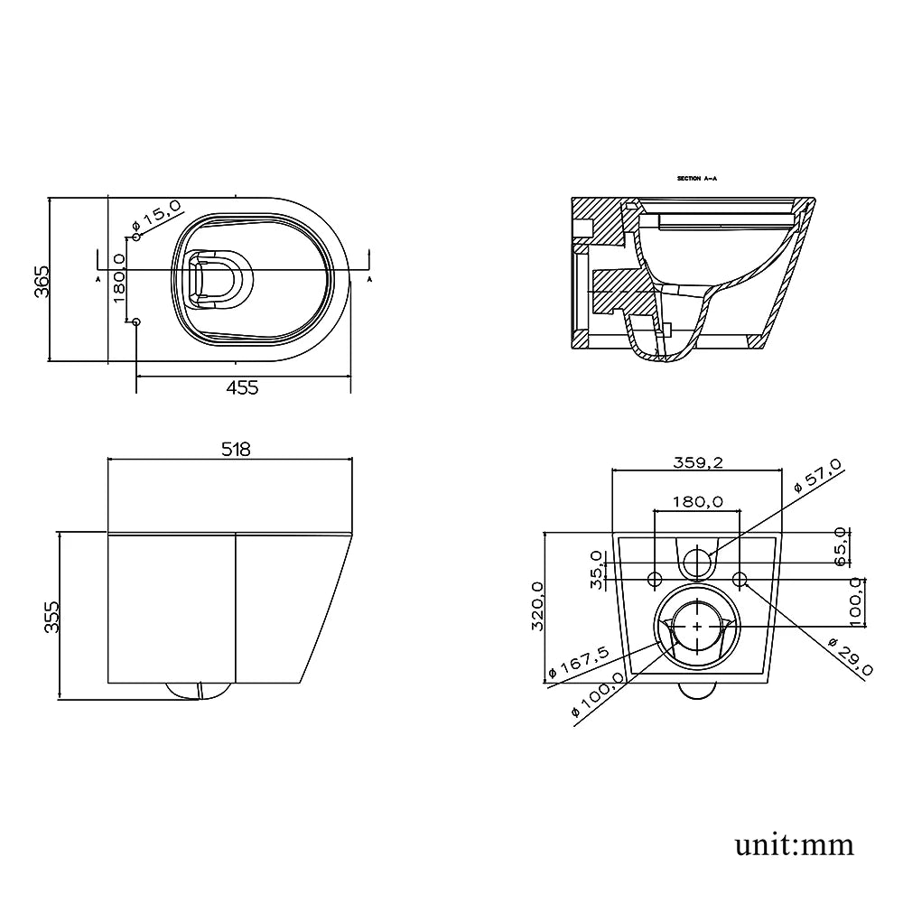WC arrondie à suspendre avec abattant ultra fin à fermeture SOFT CLOSE