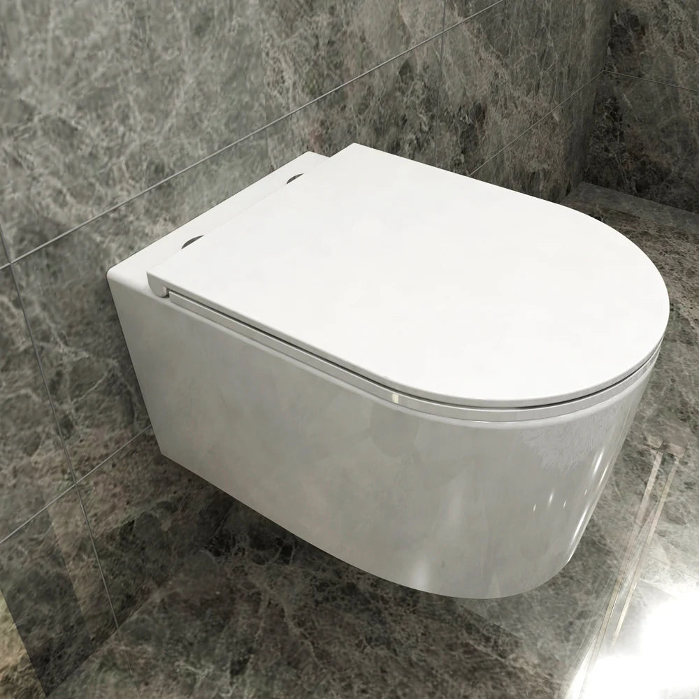 WC en céramique blanc à suspendre sans bride avec abattant SOFT CLOSE