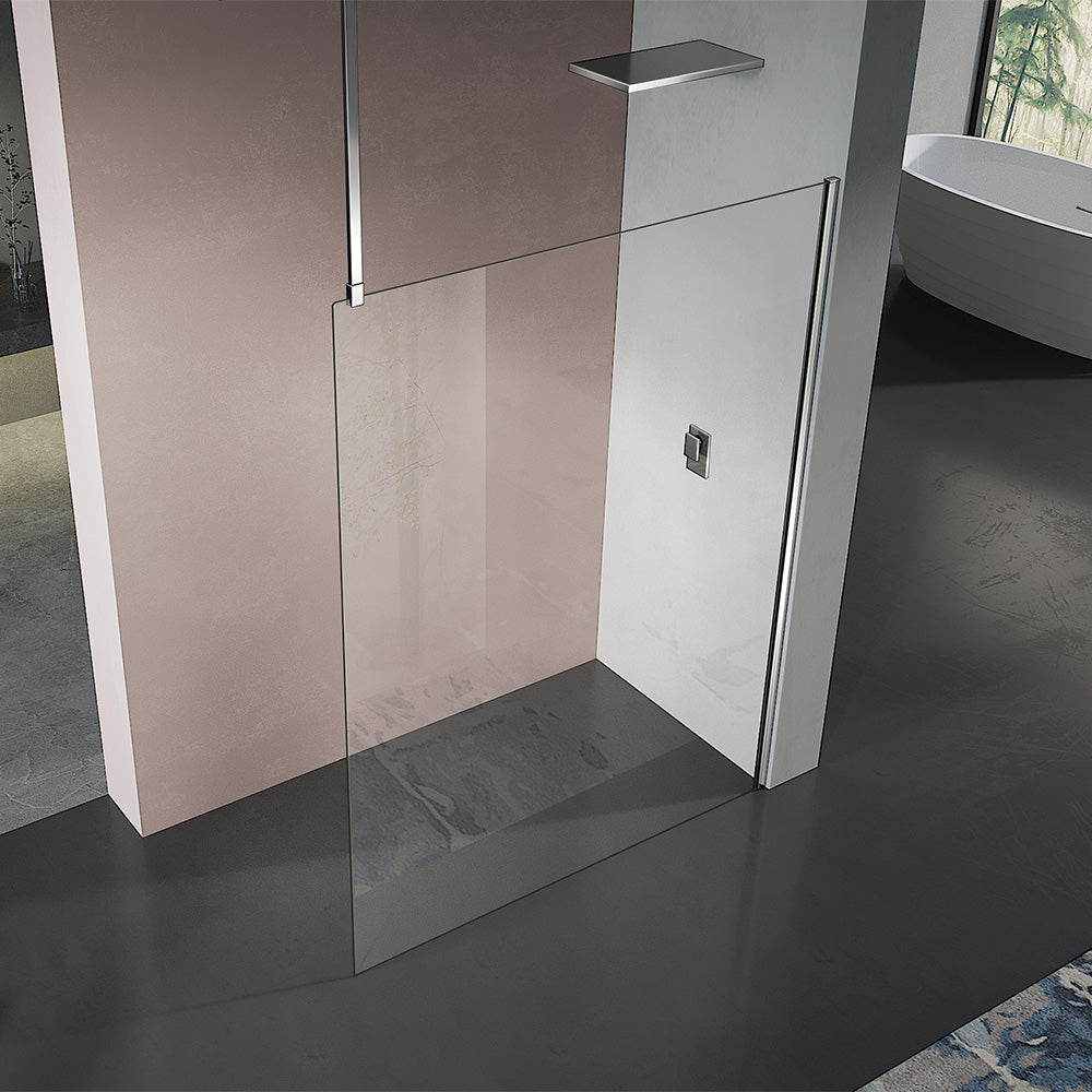 walkin à l'italienne en verre securit 8mm transparent avec barre de fixation au plafond