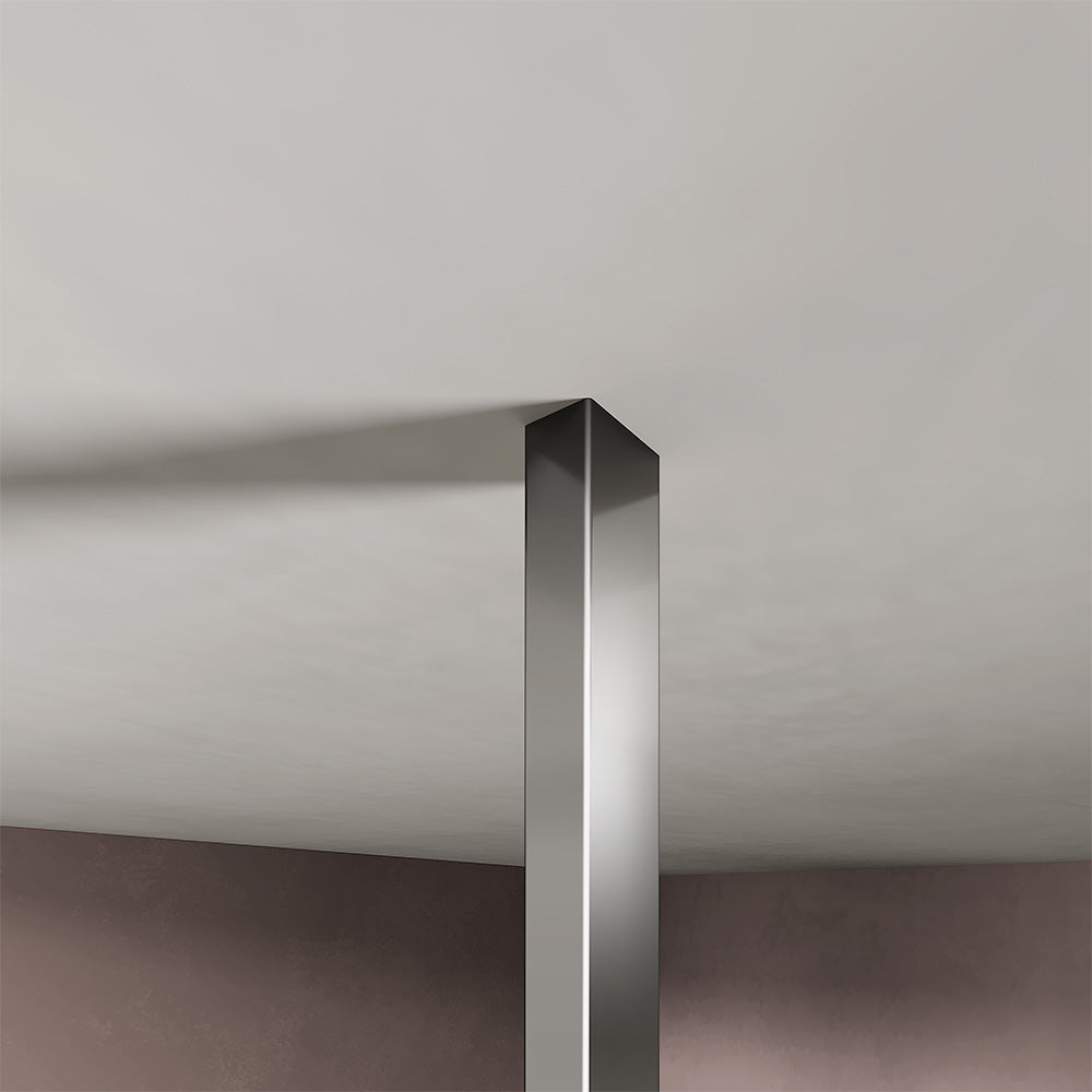 Fixation plafond de paroi de douche à l'italienne en aluminium chromé
