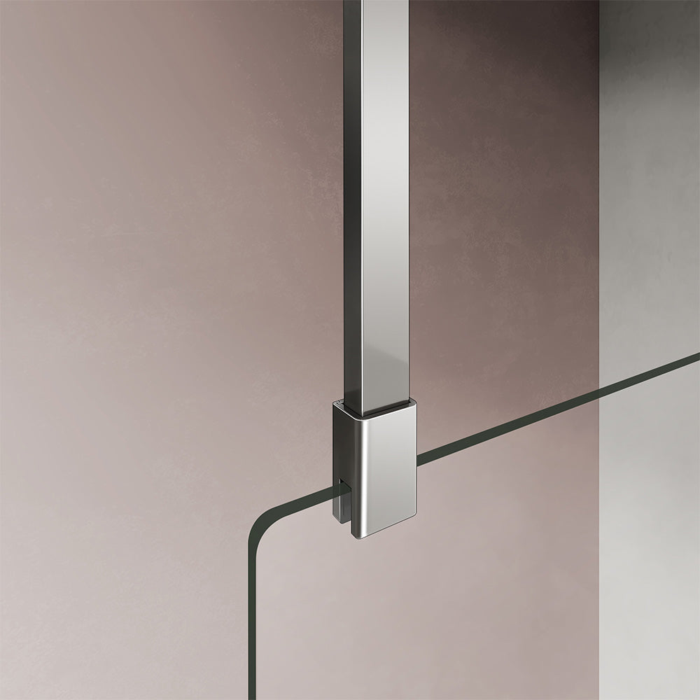 Système de maintien de paroi de douche au plafond pour une meilleur stabilité