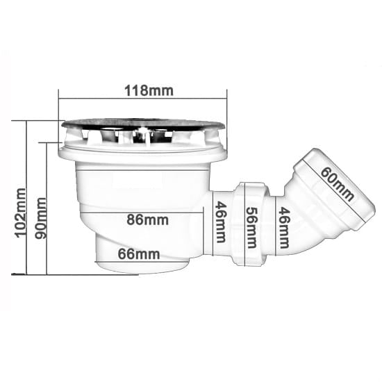 bonde de receveur avec siphon haut débit diamètre 90mm couverture chromée