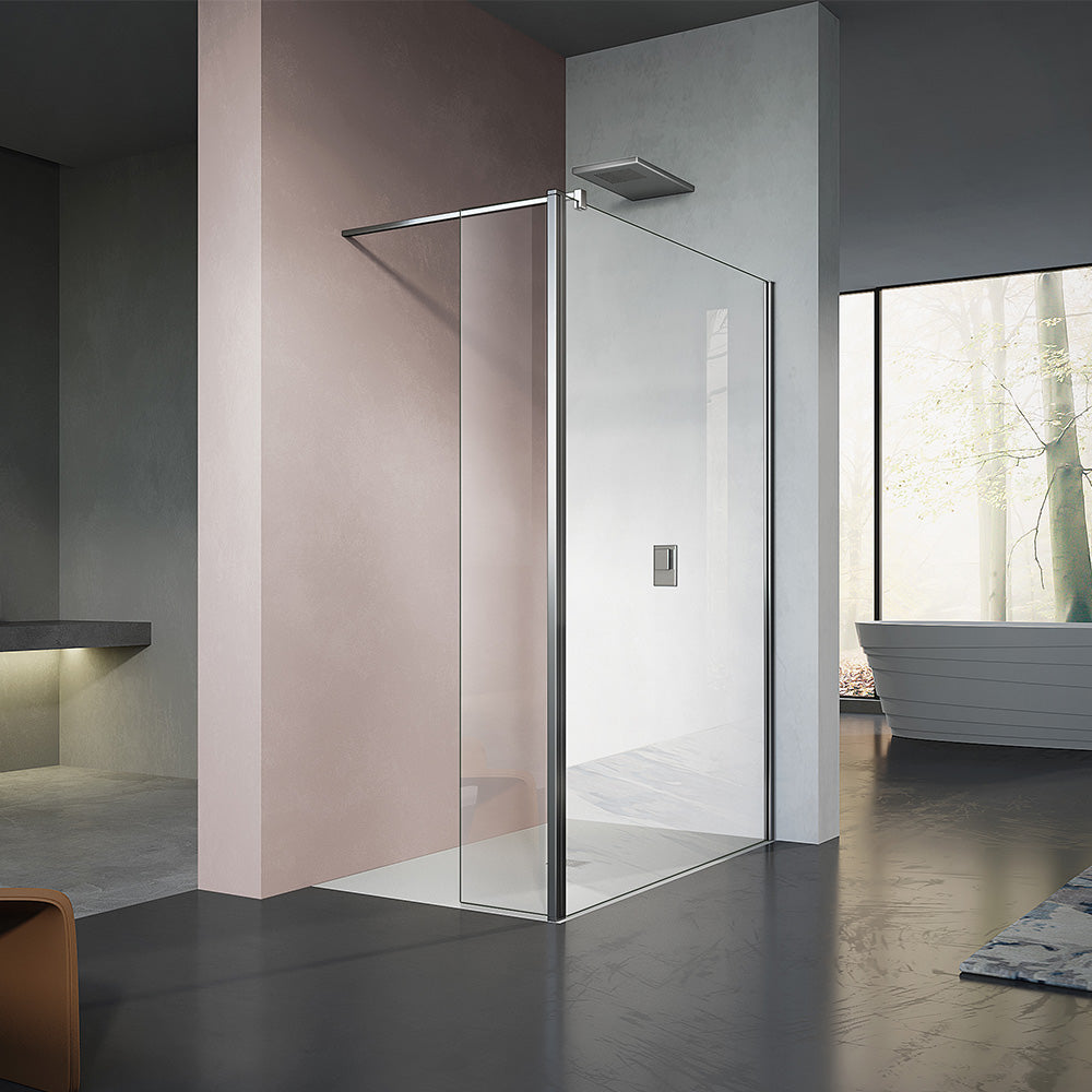 Grandverre Paroi de douche avec retour pivotant et barre de stabilisation chromée