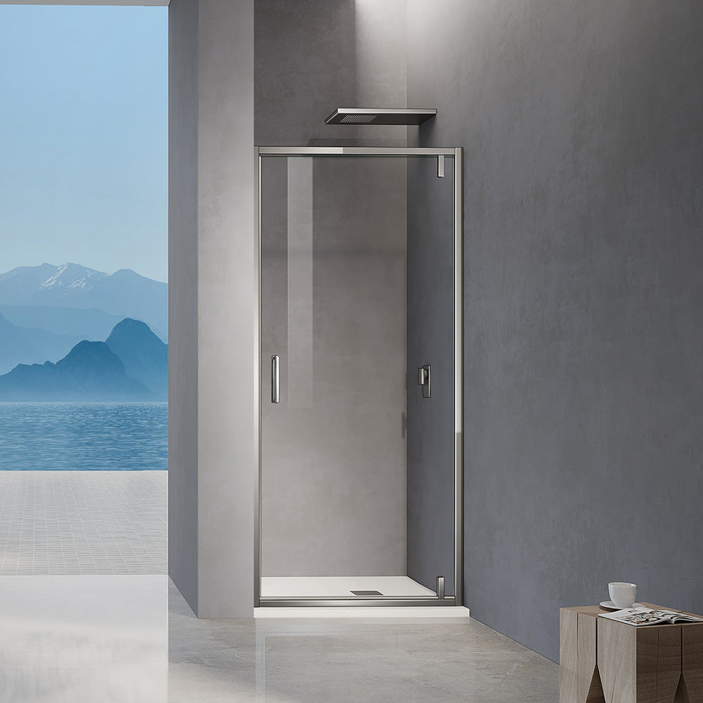 porte de douche pivotante en 6mm transparent profilé chromé