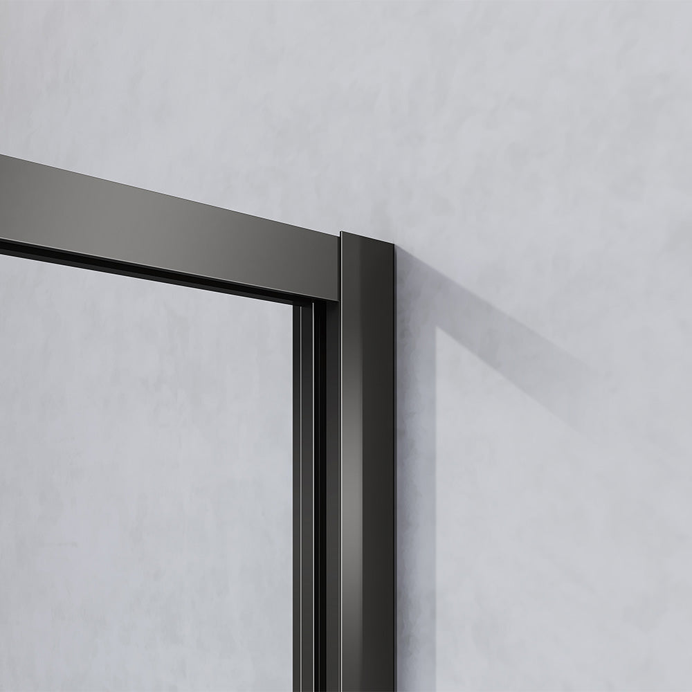 profilé mural noir mat pour porte de douche pivotante en 6mm transparent