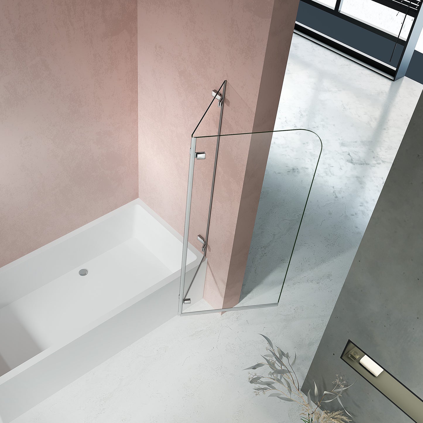 Pare-baignoire pivotant-pliant ouveture vers l'extérieur
