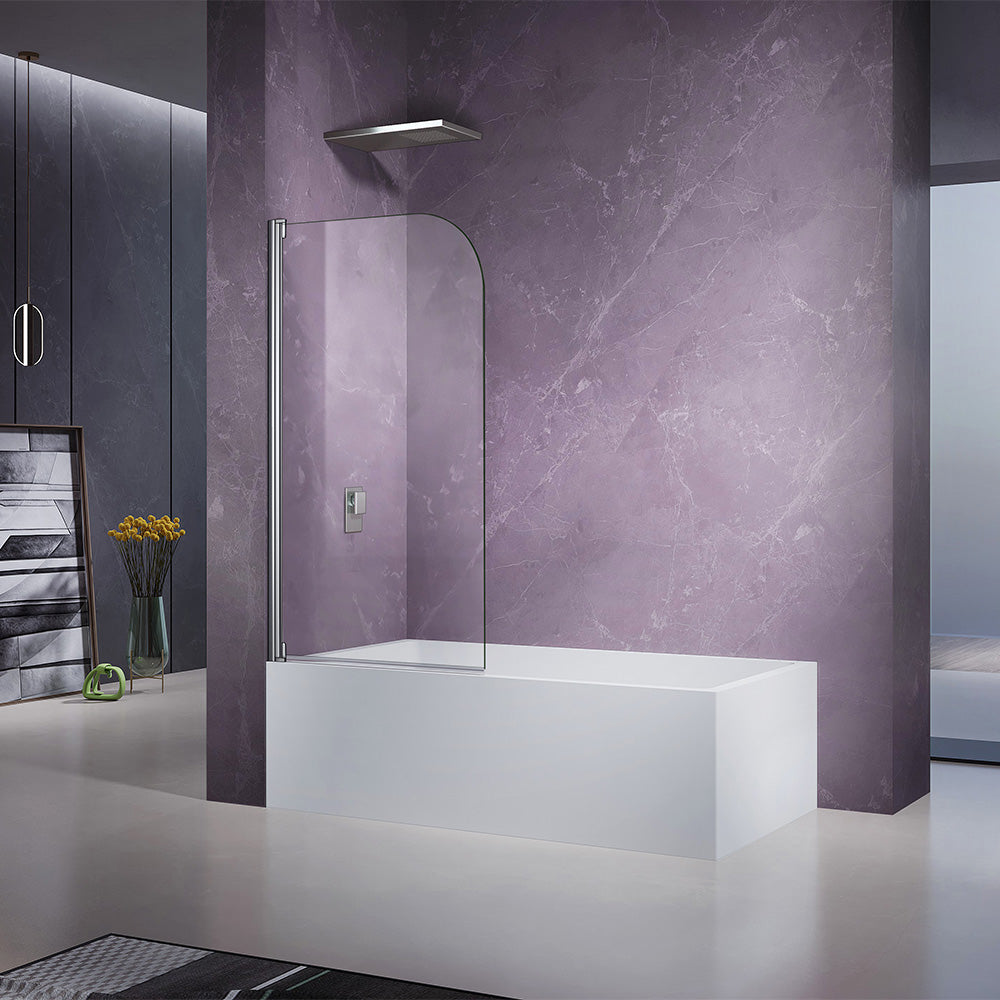 Pare-baignoire transparent verre 4mm hauteur 130cm profilés chromés