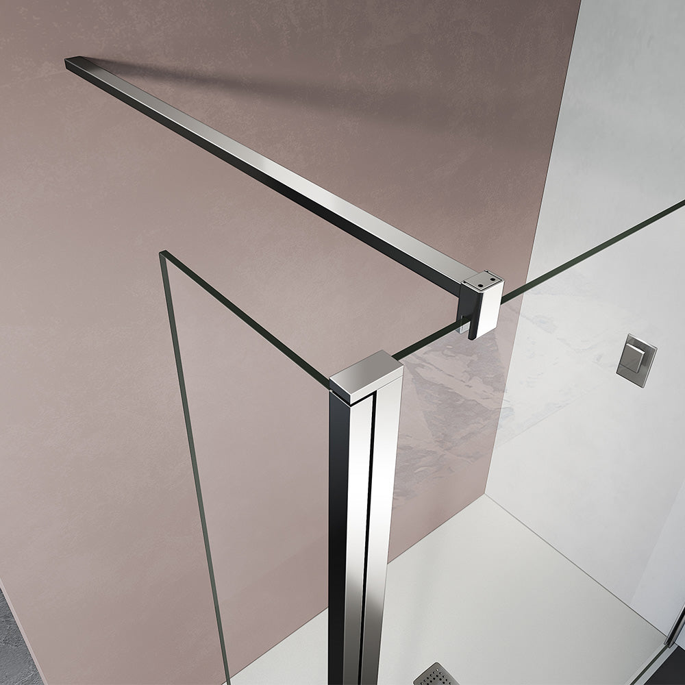 Grandverre Paroi de douche avec Retour pivotant et barre de fixation murale en aluminium