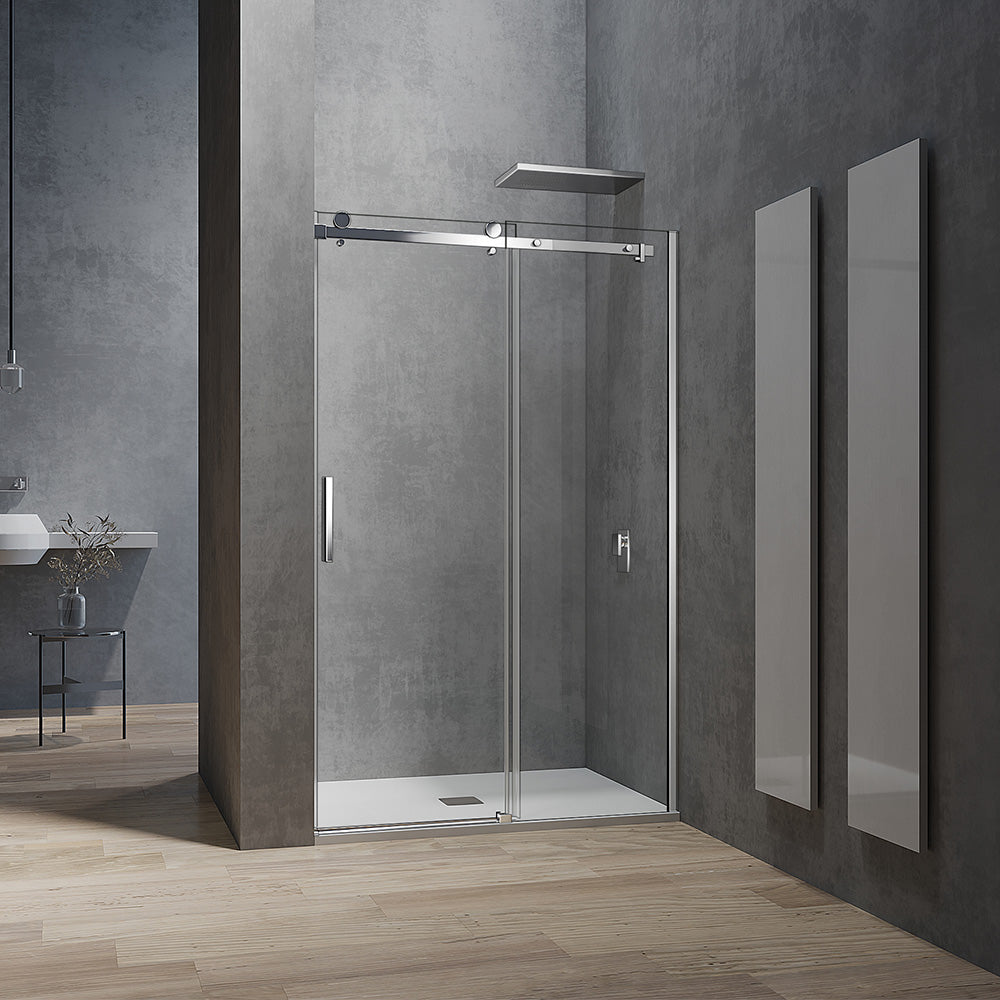 Porte de douche coulissante en verre 8mm transparent ou dépoli hauteur 195