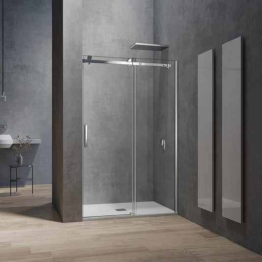 Porte de douche coulissante en verre 8mm transparent ou dépoli hauteur 195