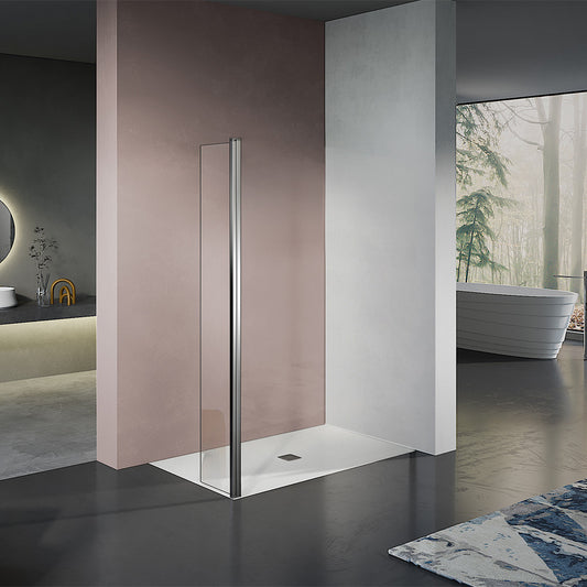 Retour pivotant extension paroi hauteur 200cm épaisseur 8mm profilé chromé