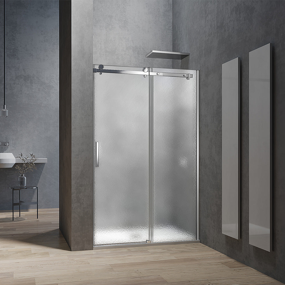 Porte de douche coulissante en verre 8mm dépoli sablé