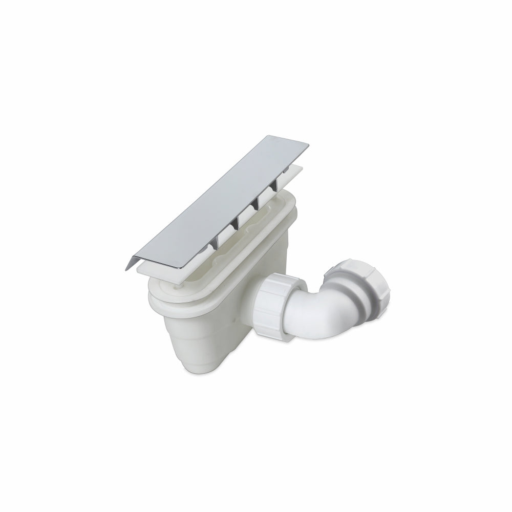 receveur de douche blanc extra-plat carré en résine et minéraux protection en gel coat avec bonde