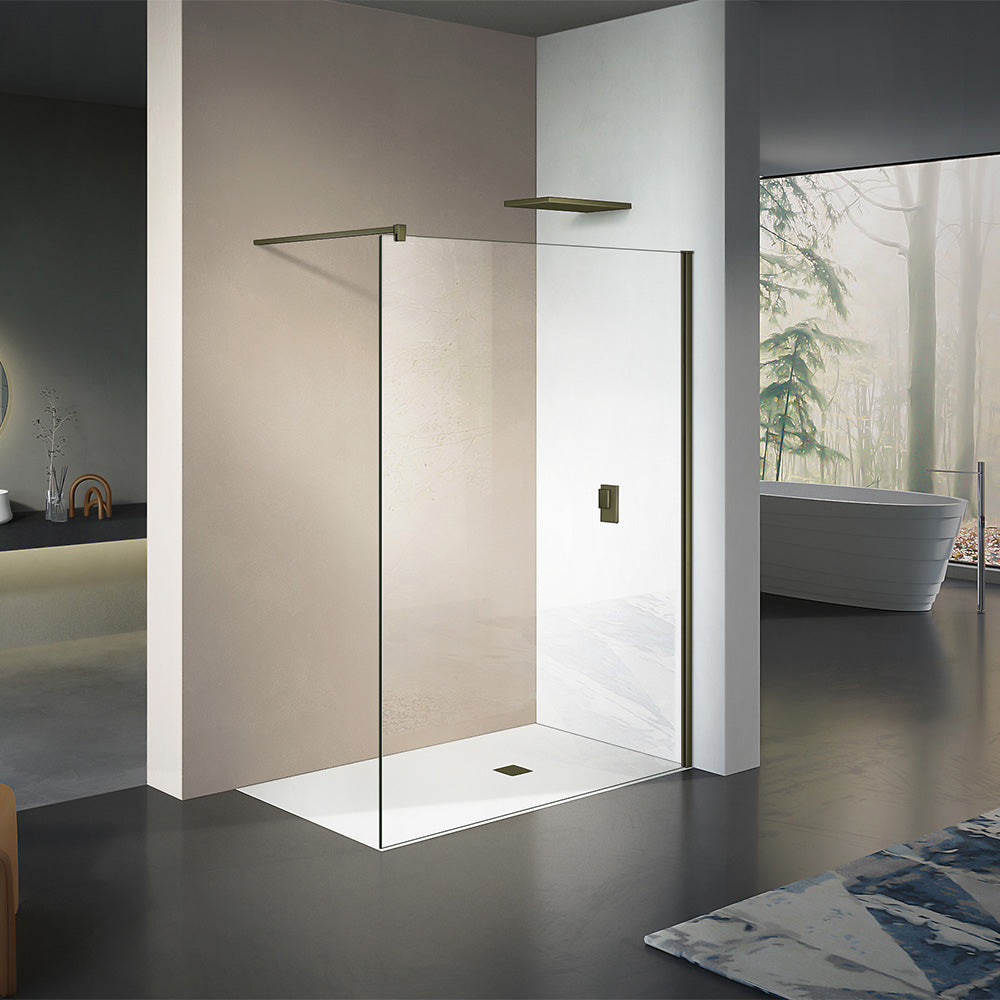 Paroi de douche walkin avec barre de fixation et profilé mural en aluminium bronze barre de fixation murale pour paroi de douche en aluminium bronze