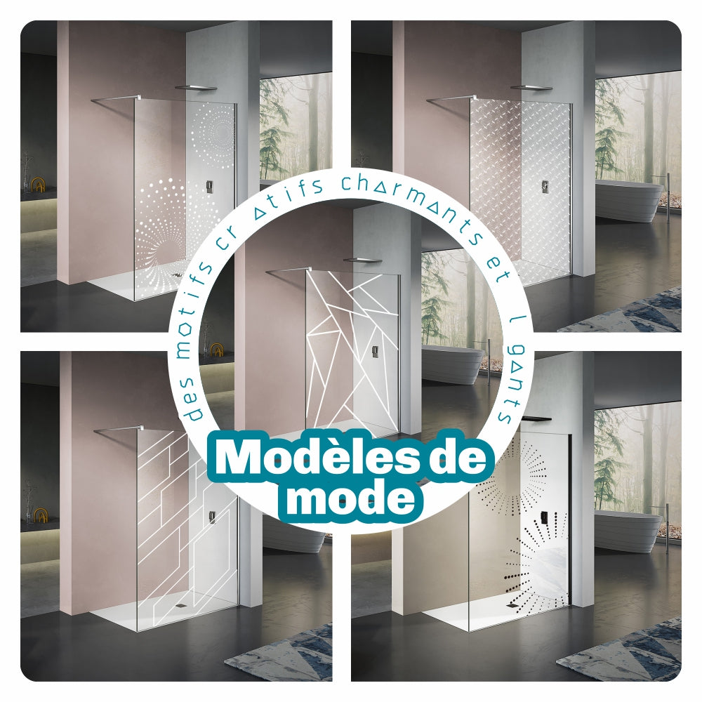Paroi de douche avec motifs en sérigraphie design moderne