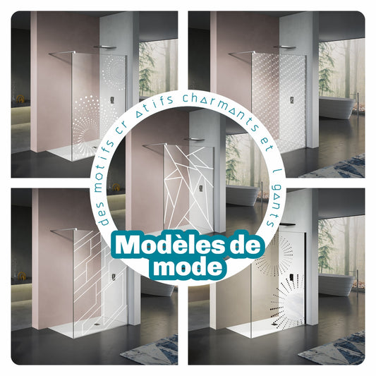 Paroi de douche avec motifs en sérigraphie design moderne