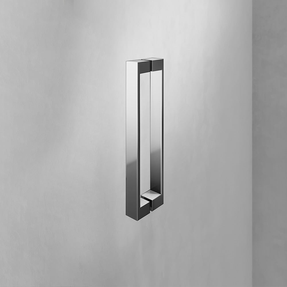 poignée chromée pour porte de douche pivotante en verre clair