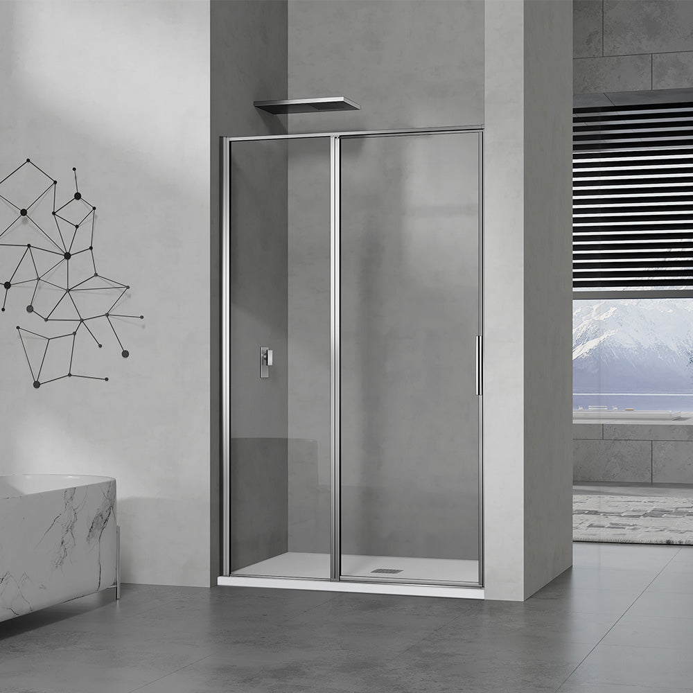 Porte de douche pivotante avec partie fixe en verre 6 mm anticalcaire  hauteur 190 cm ouverture intérieure et extérieure – AIDAL