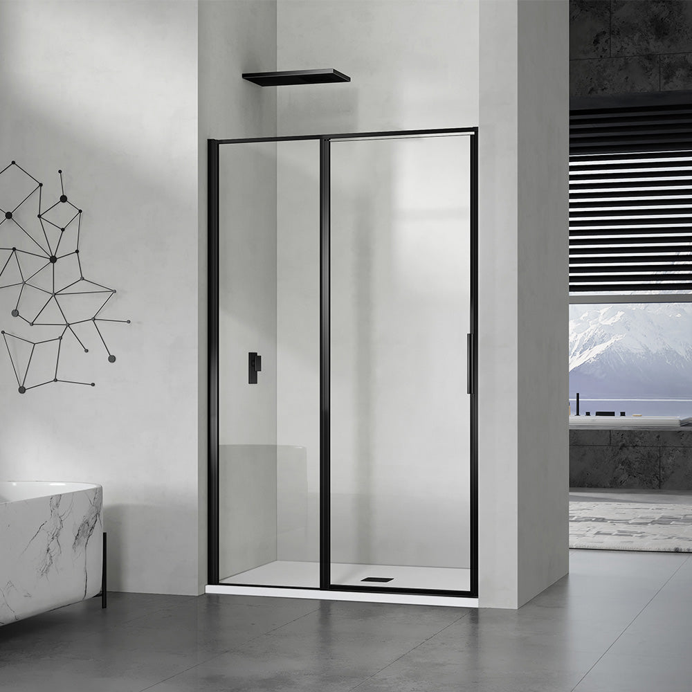 porte de douche avec partie fixe profilé noir mat