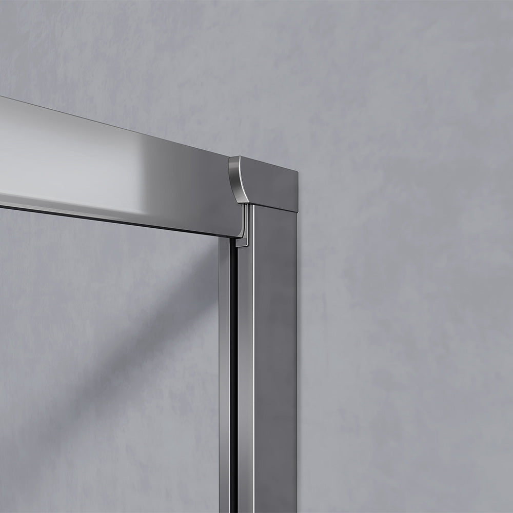 profilé mural chromé pour porte de douche en aluminium et verre coulissante