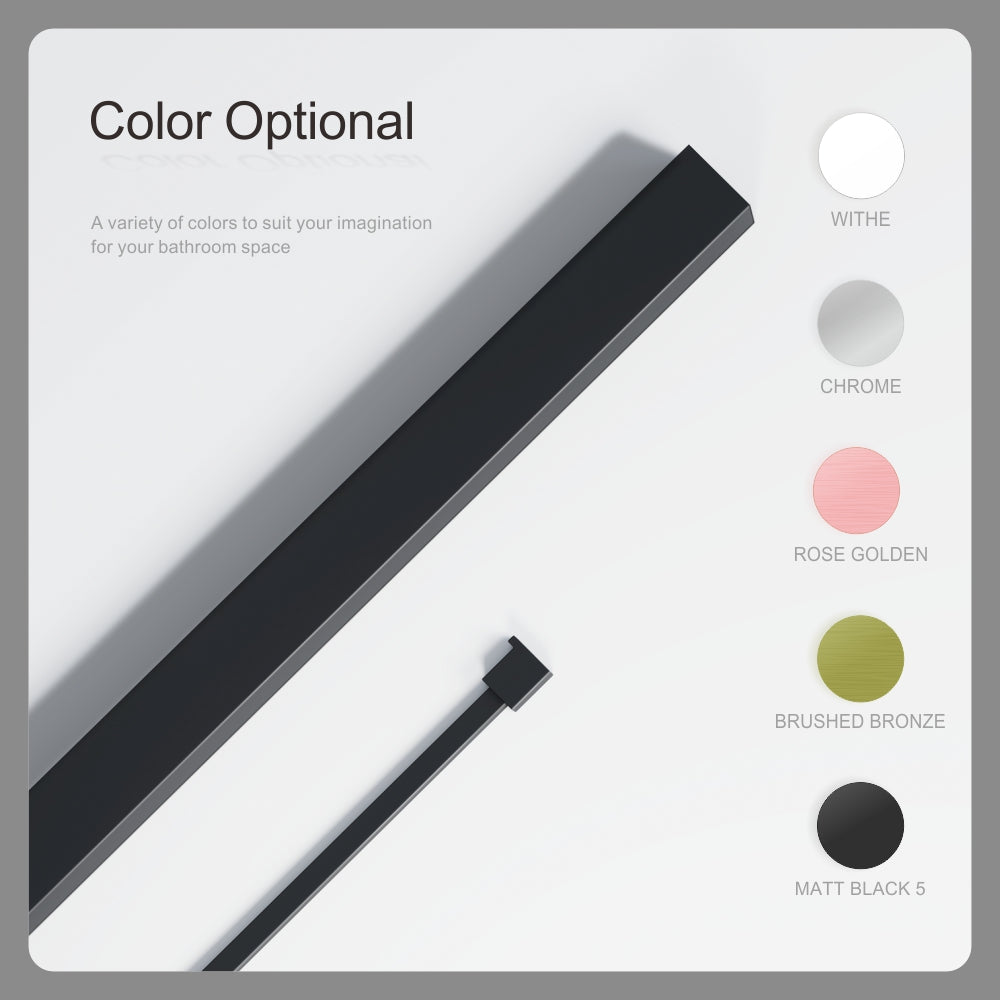 Paroi de douche sérigraphiée noir mat moderne avec barre de stabilisation extensible