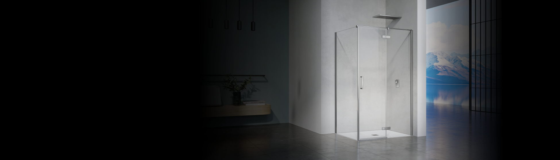 Cabine de douche en verre securit avec porte pivotante et paroi latérale 