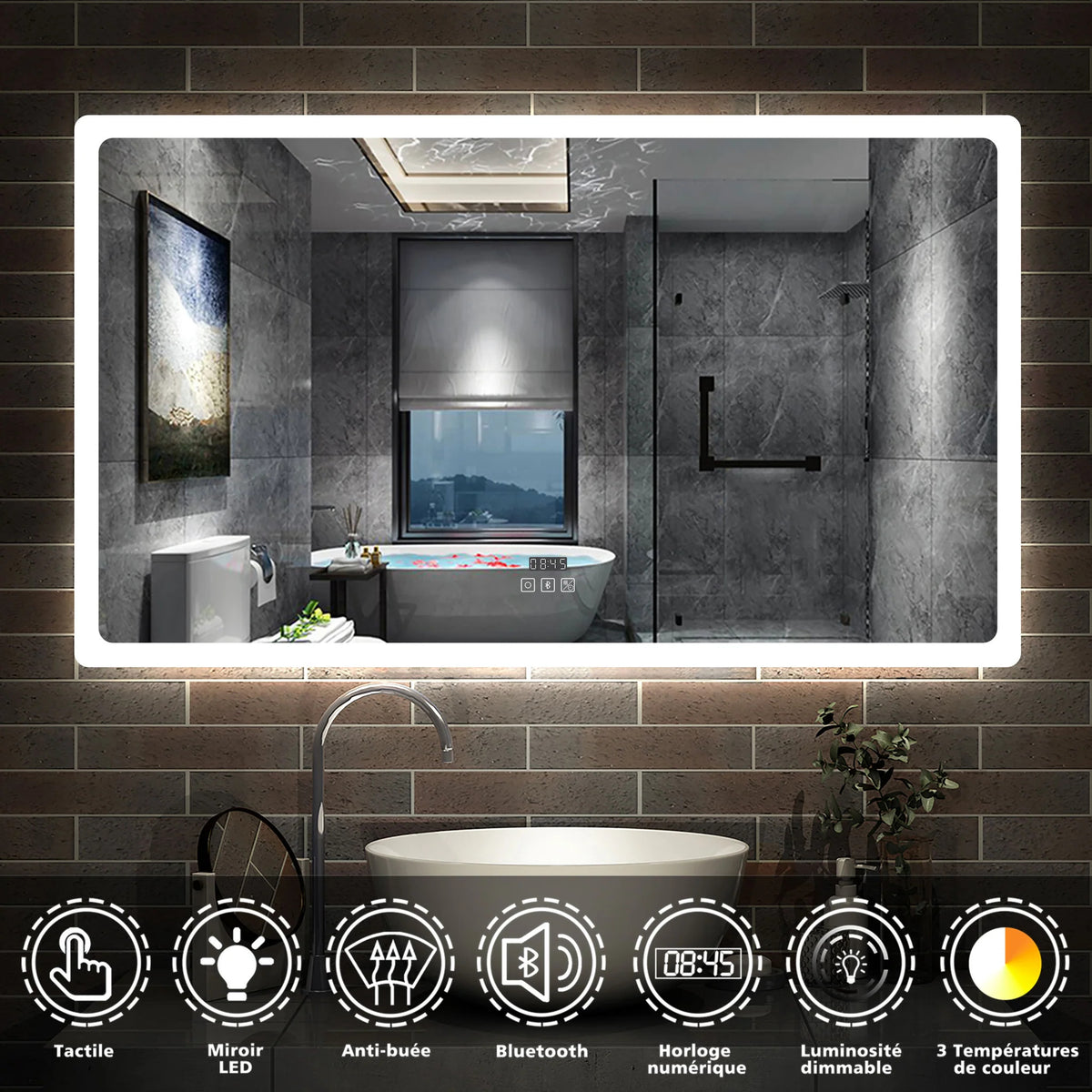 Miroir de salle de bain avec LED - Cairo - 160 cm x 60 cm | Leroy Merlin Miroir de salle de bain avec LED - Cairo - 160 cm x 60 cm | Leroy Merlin