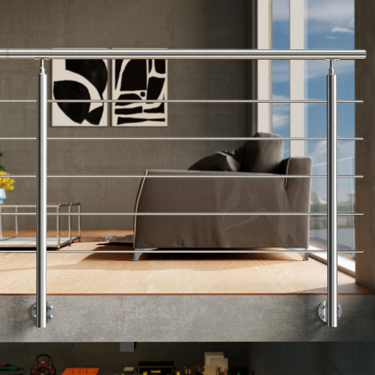 Garde-corps en acier inoxydable 304 5 traverses adapté intérieur ou extérieur Fixation latérale