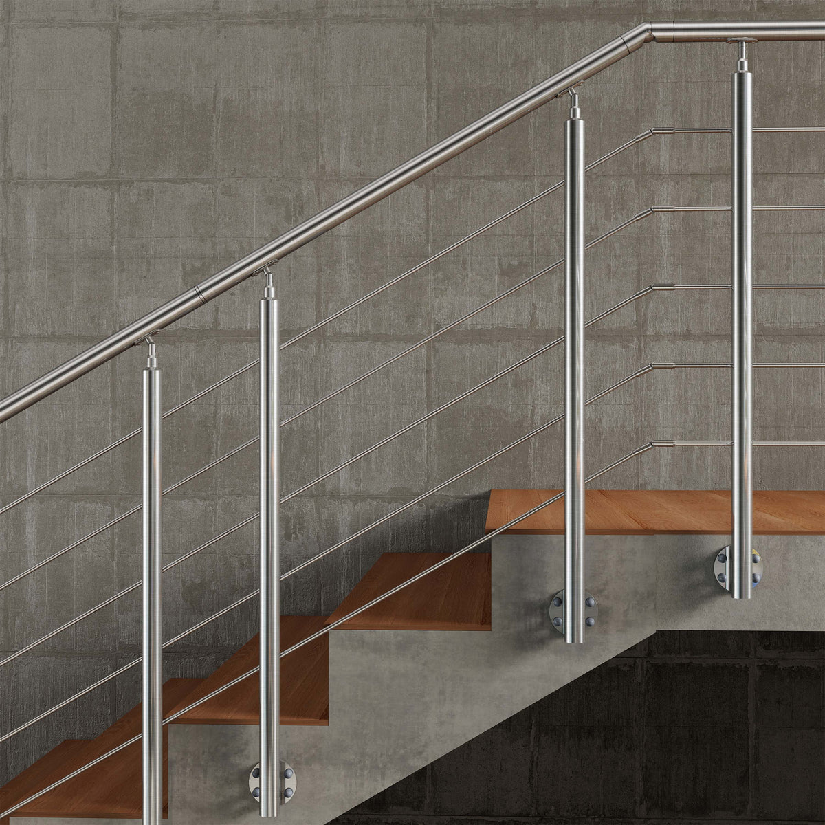 Garde-corps en acier inoxydable 304 5 traverses adapté intérieur ou extérieur Fixation latérale