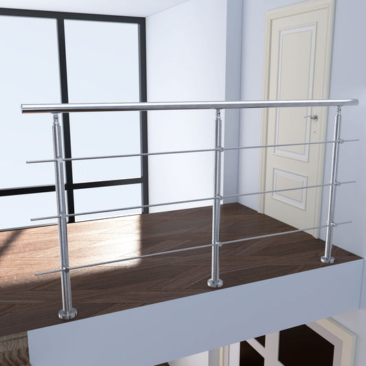 Kit Garde-corps en acier inoxydable Balustrade à 3 traverses fixation à plat