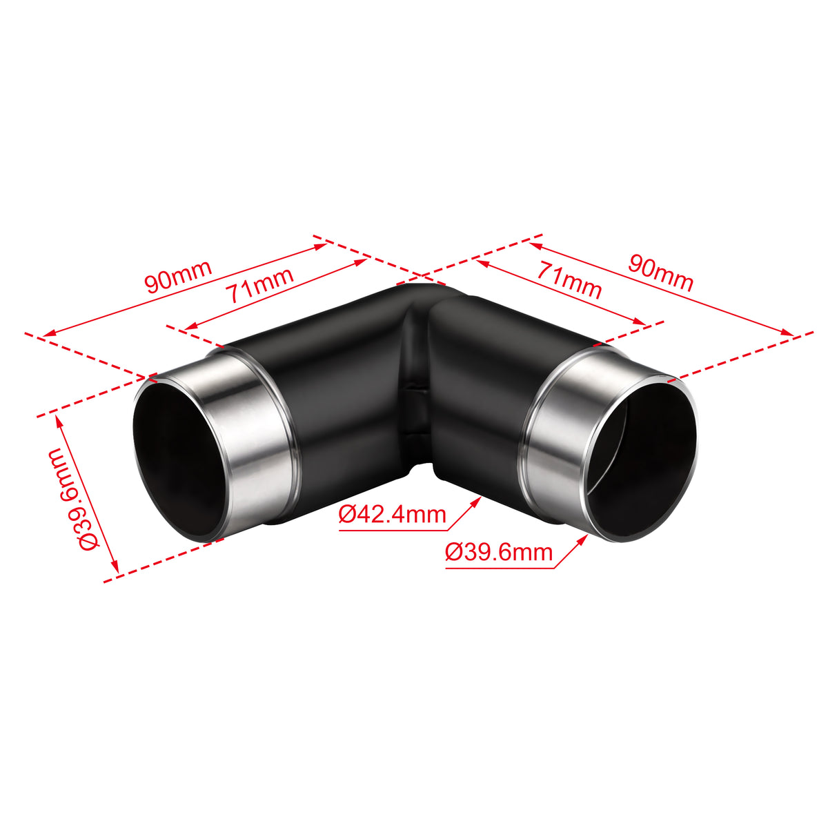 Raccord d'angle mobile pour main courante en acier inoxydable 304 noir mat